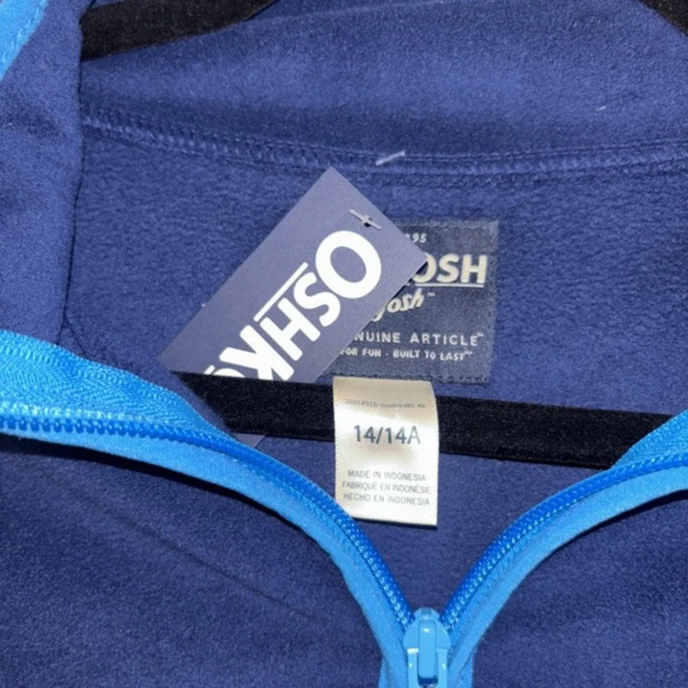 OshKosh Boys Blue‎ Colorblock Fleece Quarter Zip Pullover Sweater Size 14 NWT